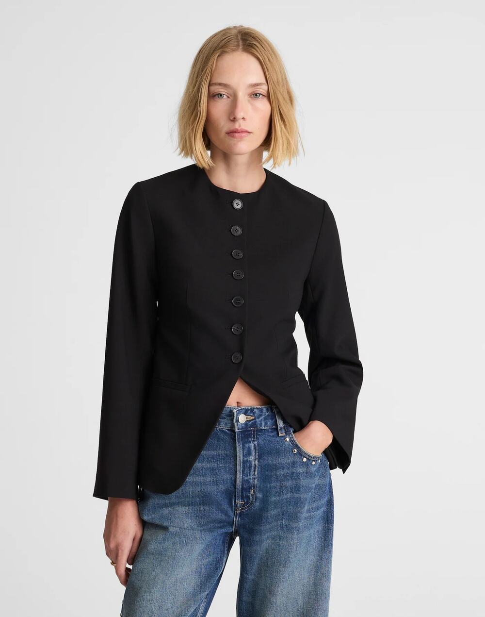 NWT Madewell The Nolita Cutaway Blazer Black Size 4